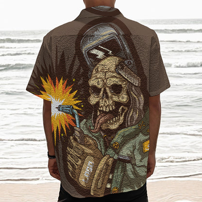 Dead Welder Print Textured Short Sleeve Shirt
