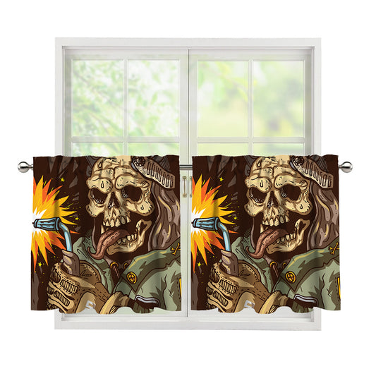 Dead Welder Print Tier Curtains