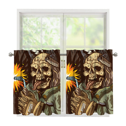 Dead Welder Print Tier Curtains