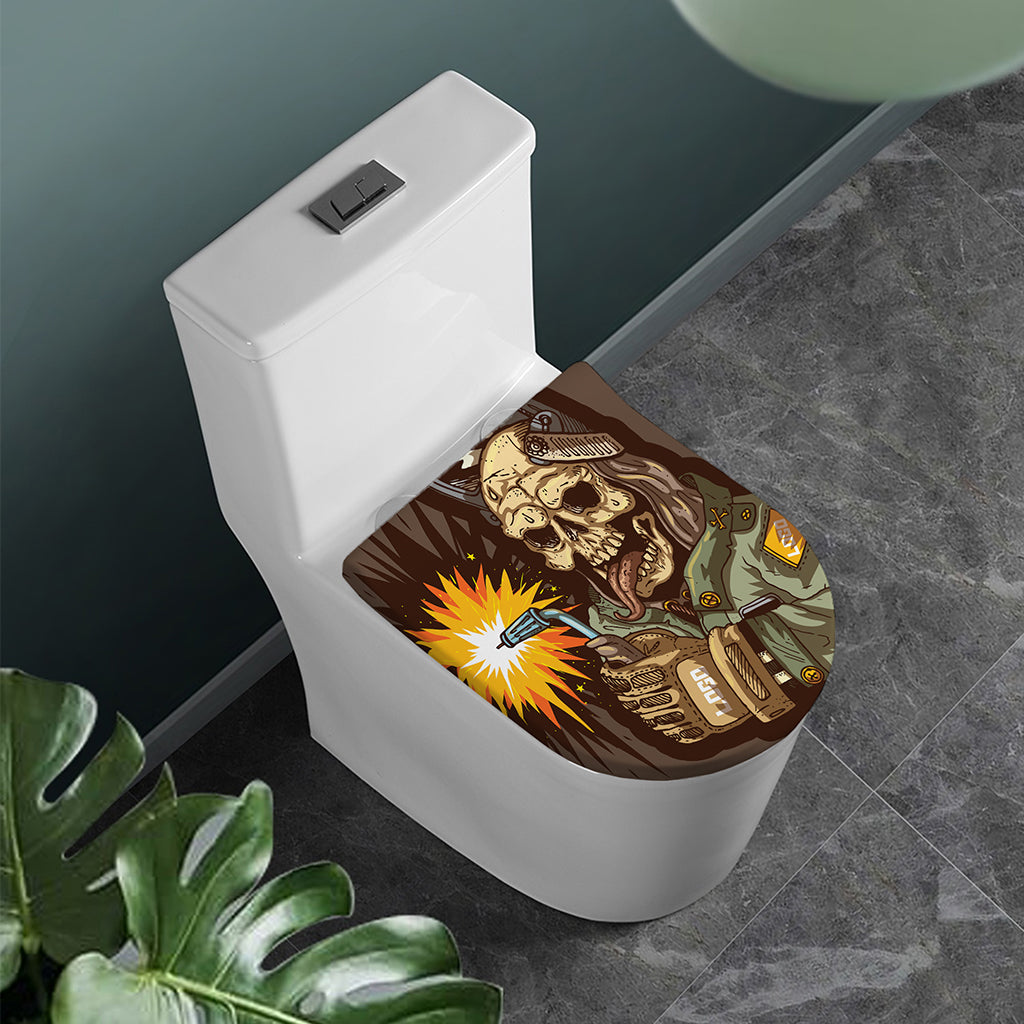 Dead Welder Print Toilet Lid Cover