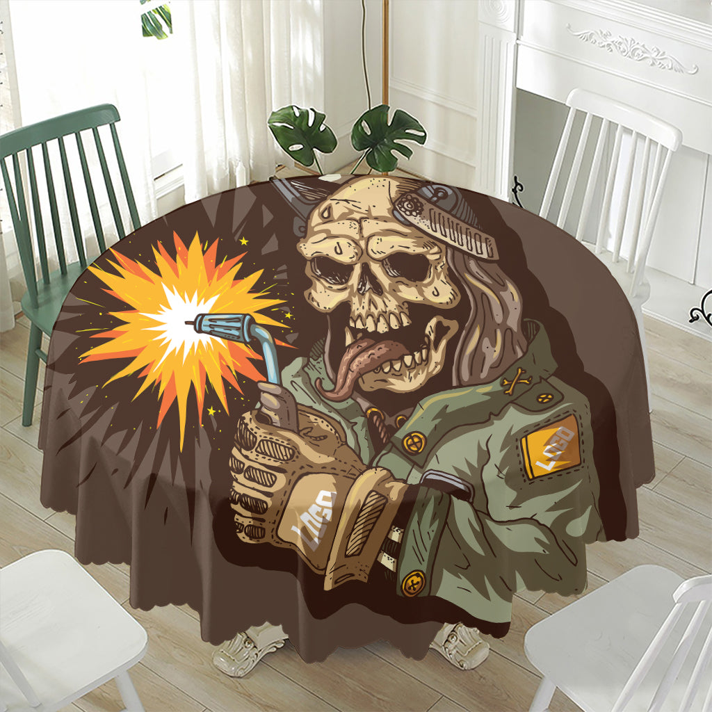Dead Welder Print Waterproof Round Tablecloth
