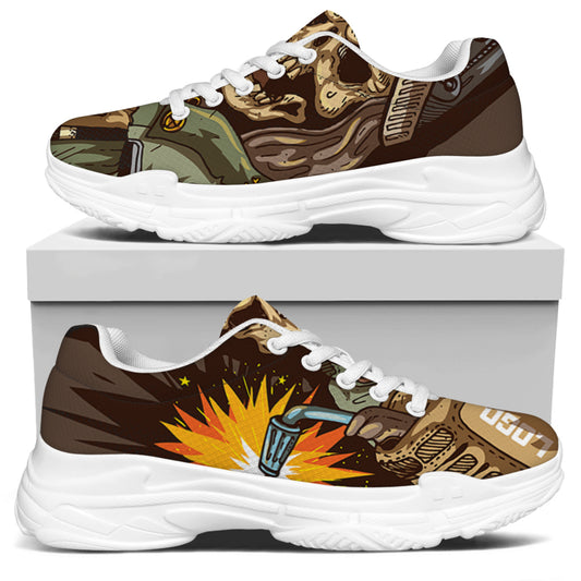 Dead Welder Print White Chunky Shoes