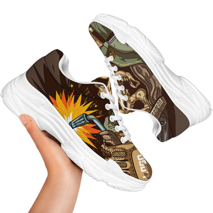 Dead Welder Print White Chunky Shoes