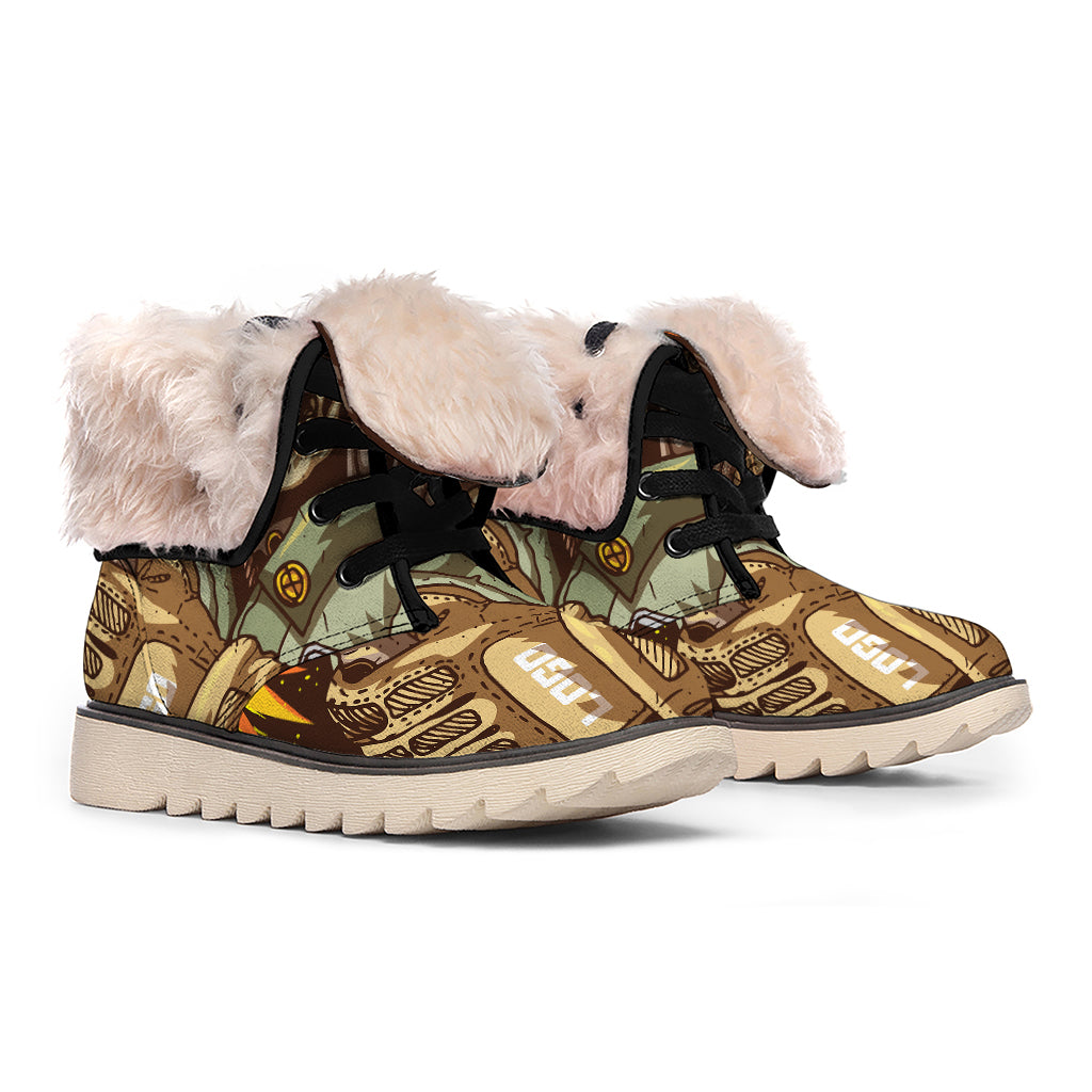 Dead Welder Print Winter Boots