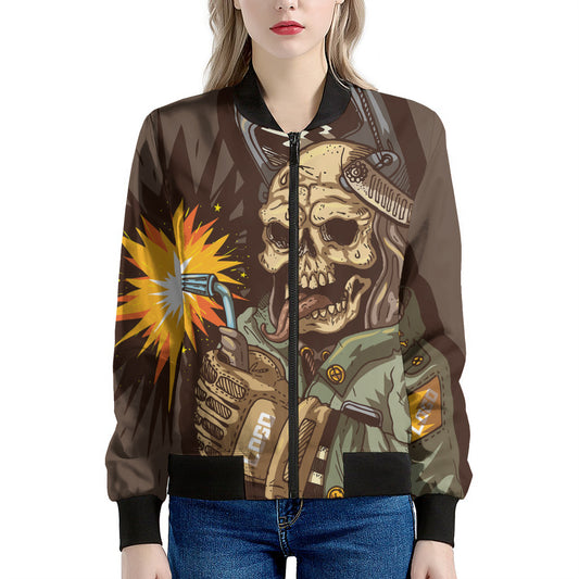 Dead Welder Print Women's Bomber Jacket