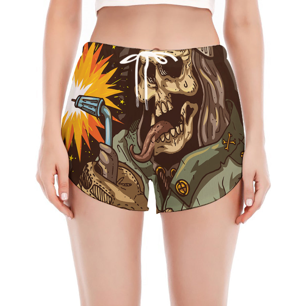 Dead Welder Print Women's Split Running Shorts