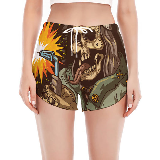 Dead Welder Print Women's Split Running Shorts