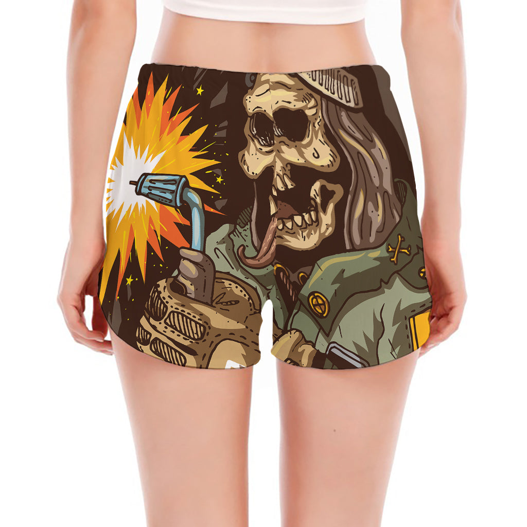 Dead Welder Print Women's Split Running Shorts