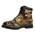 Dead Welder Print Padded Collar Lace Up Boots