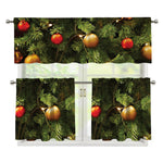 Decorated Christmas Tree Print 3 Piece Kitchen Curtains