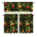 Decorated Christmas Tree Print 3 Piece Kitchen Curtains