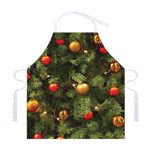 Decorated Christmas Tree Print Adjustable Apron