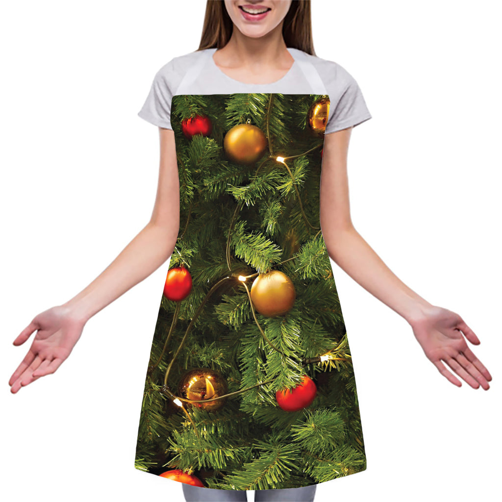 Decorated Christmas Tree Print Adjustable Apron