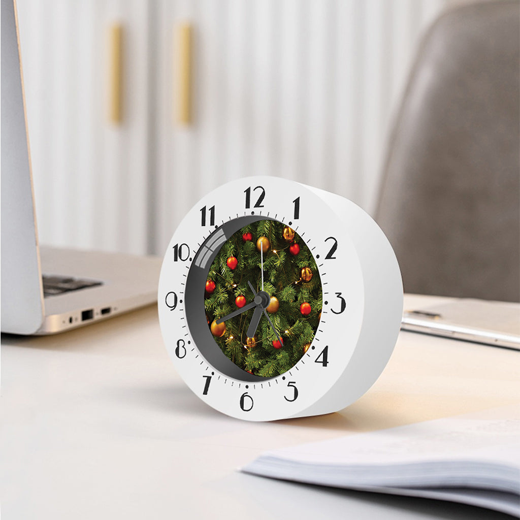 Decorated Christmas Tree Print Alarm Clock
