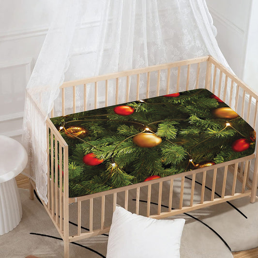 Decorated Christmas Tree Print Baby Crib Sheet
