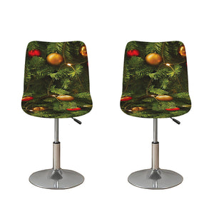 Decorated Christmas Tree Print Bar Stool Covers