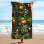 Decorated Christmas Tree Print Beach Towel