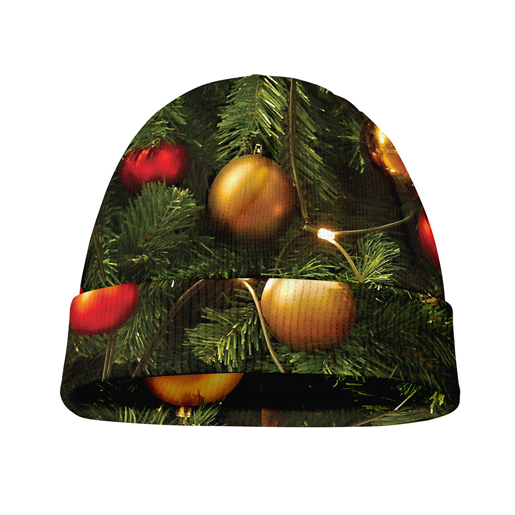 Decorated Christmas Tree Print Beanie