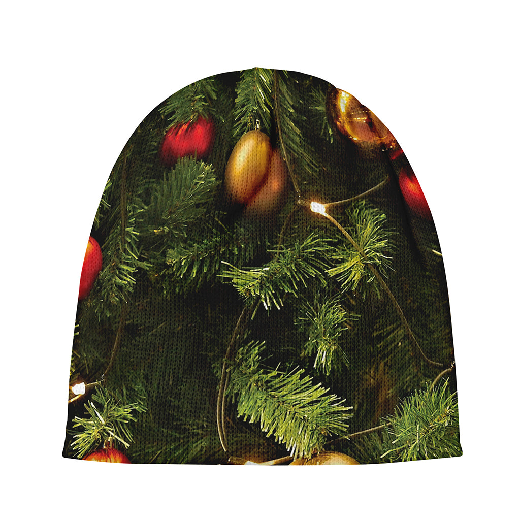 Decorated Christmas Tree Print Beanie