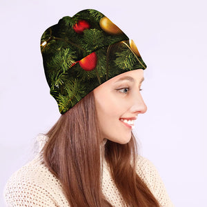 Decorated Christmas Tree Print Beanie