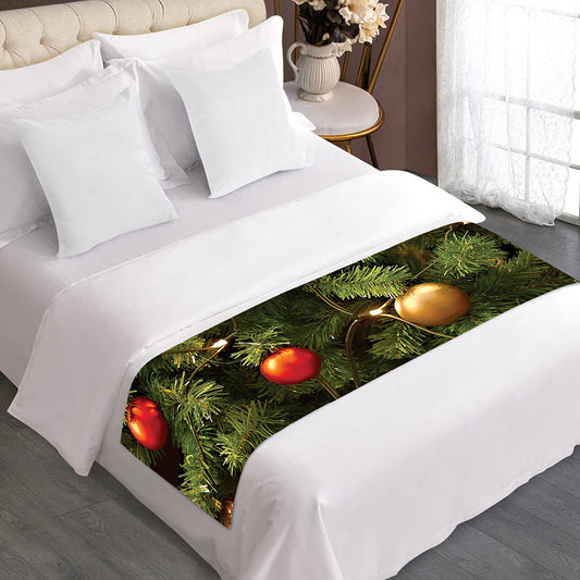 Decorated Christmas Tree Print Bed Runner