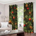Decorated Christmas Tree Print Dimout Grommet Curtains