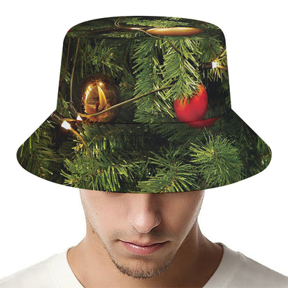 Decorated Christmas Tree Print Bucket Hat
