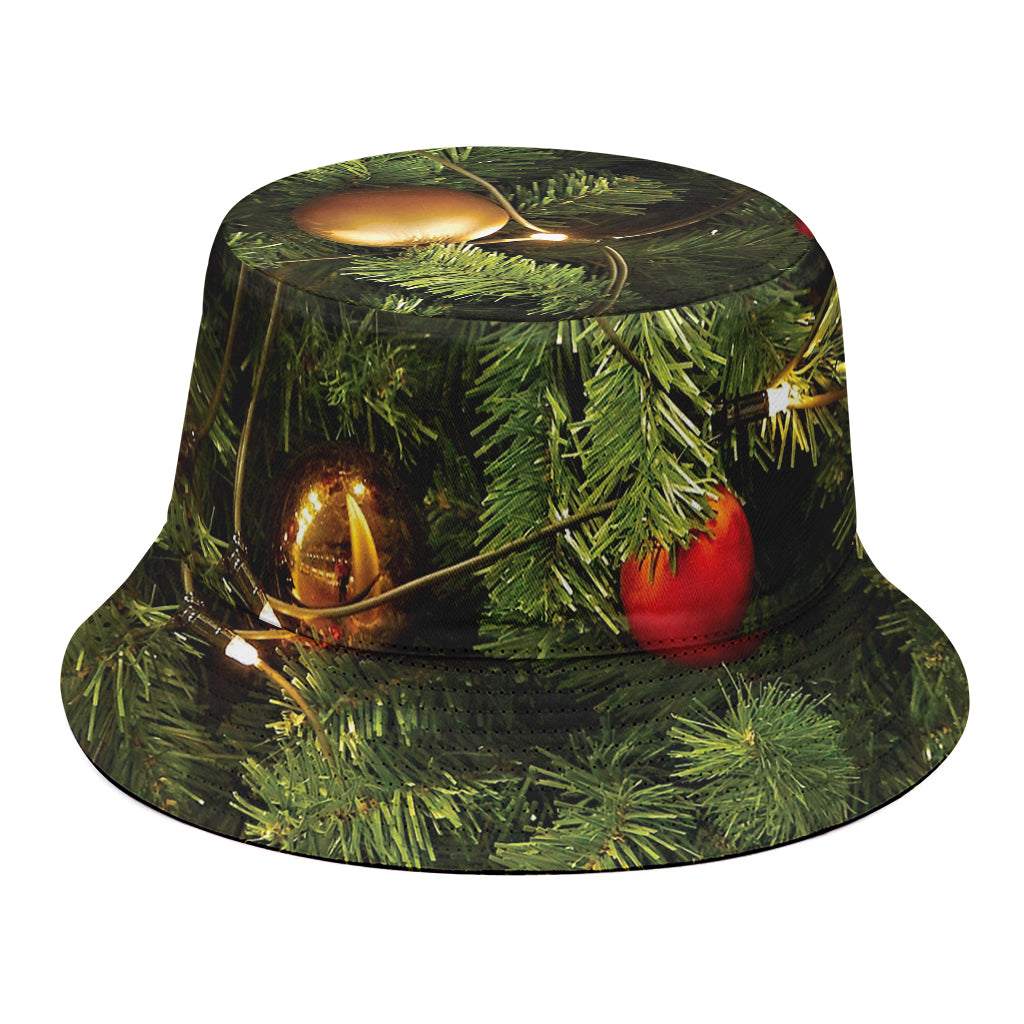 Decorated Christmas Tree Print Bucket Hat