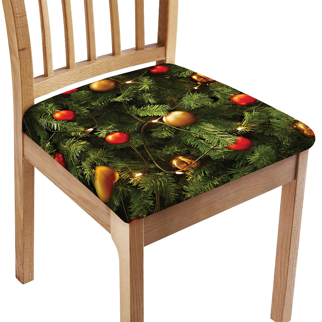 Decorated Christmas Tree Print Chair Cushion Cover
