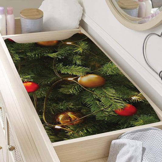 Decorated Christmas Tree Print Changing Pad Cover