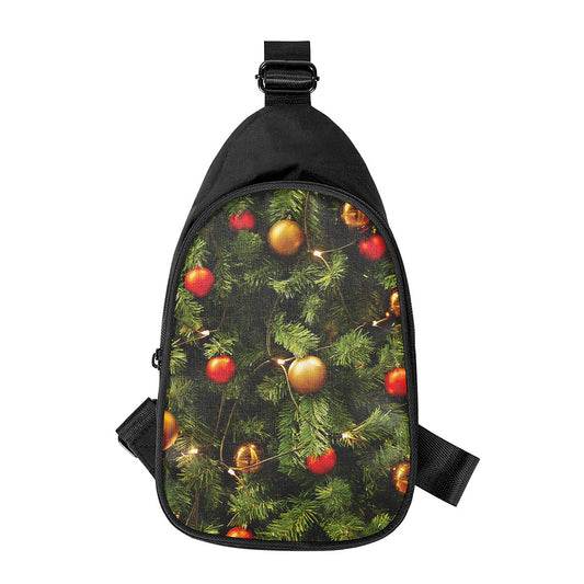Decorated Christmas Tree Print Chest Bag