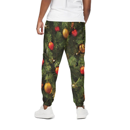 Decorated Christmas Tree Print Cotton Pants