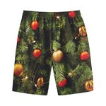 Decorated Christmas Tree Print Cotton Shorts