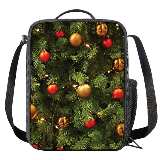 Decorated Christmas Tree Print Crossbody Lunch Bag