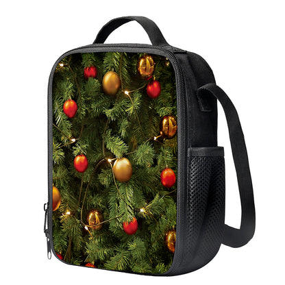 Decorated Christmas Tree Print Crossbody Lunch Bag