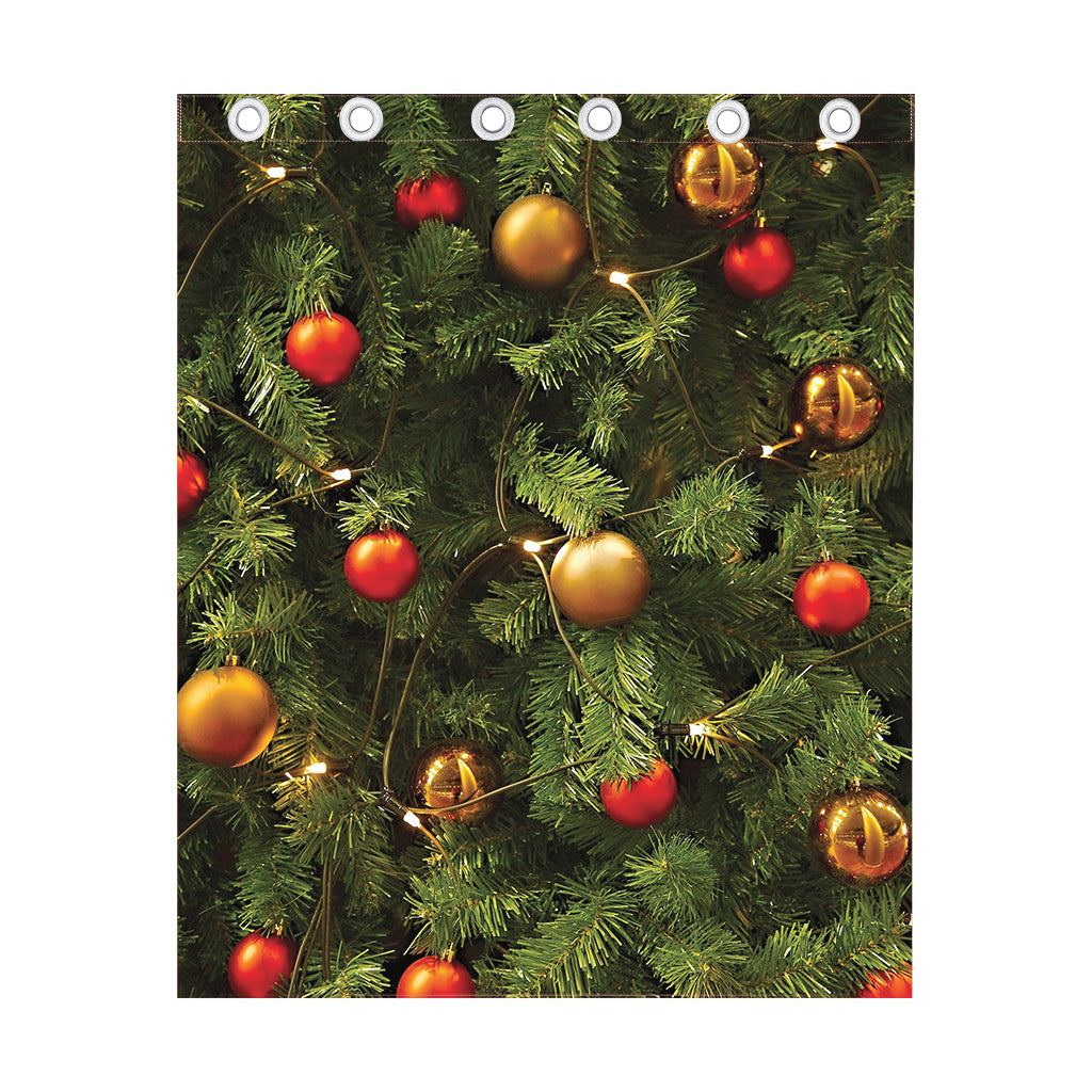 Decorated Christmas Tree Print Curtain