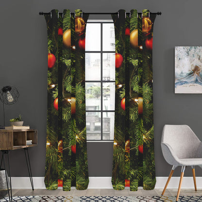 Decorated Christmas Tree Print Curtain