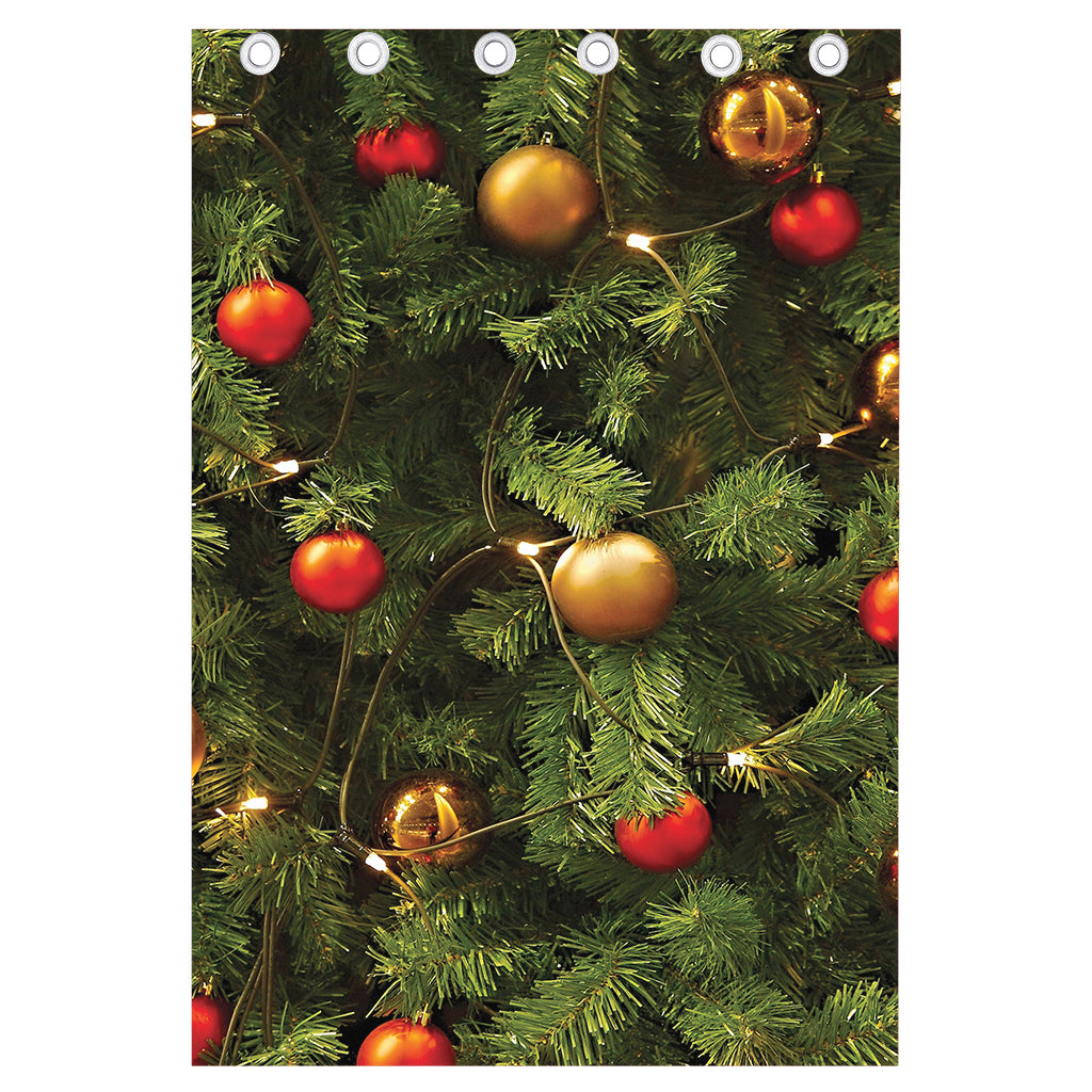 Decorated Christmas Tree Print Curtain
