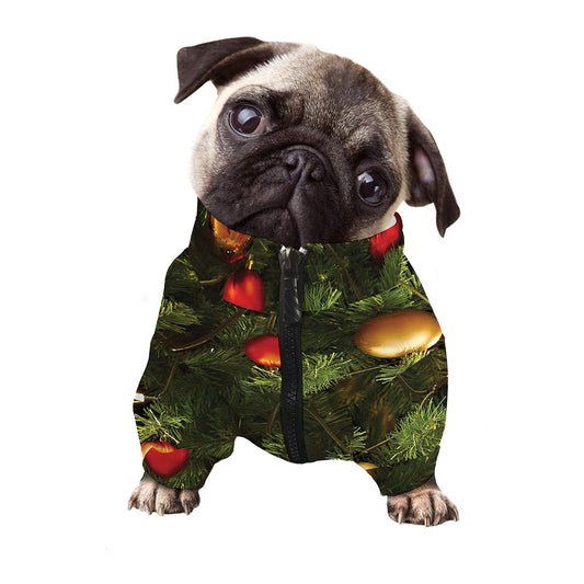 Decorated Christmas Tree Print Dog Zip Up Jacket
