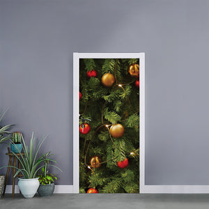 Decorated Christmas Tree Print Door Sticker