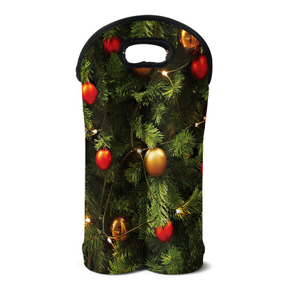 Decorated Christmas Tree Print Double Neoprene Wine Tote