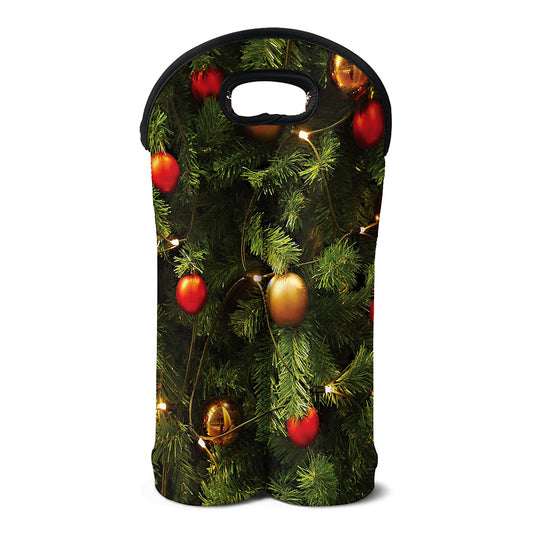 Decorated Christmas Tree Print Double Neoprene Wine Tote