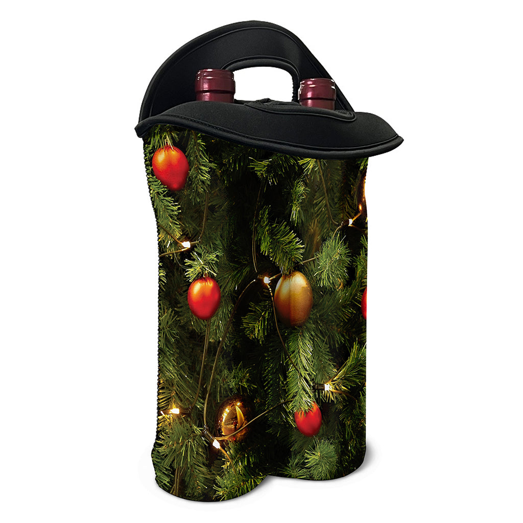 Decorated Christmas Tree Print Double Neoprene Wine Tote