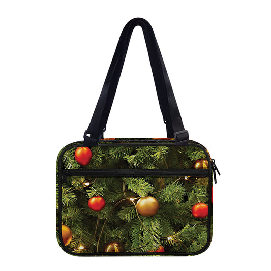 Decorated Christmas Tree Print Double Strap Bible Bag