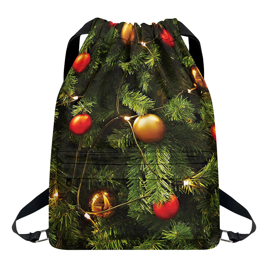 Decorated Christmas Tree Print Drawstring Backpack