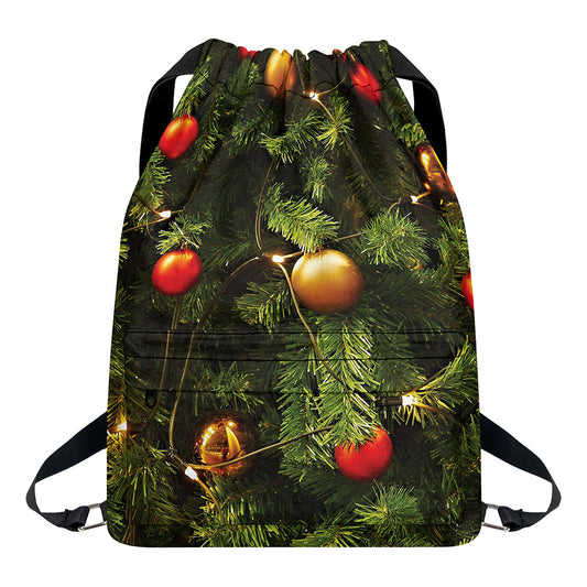 Decorated Christmas Tree Print Drawstring Backpack