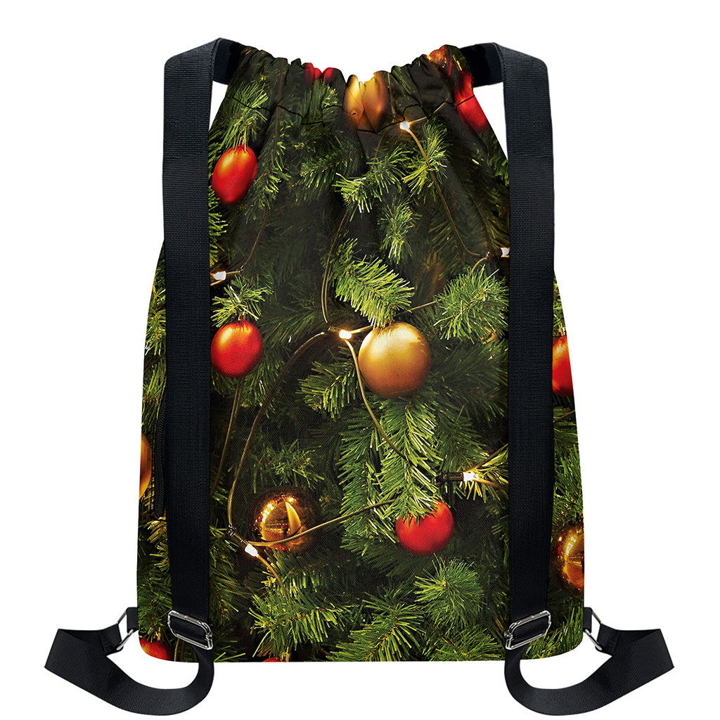 Decorated Christmas Tree Print Drawstring Backpack