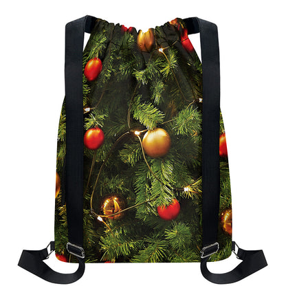 Decorated Christmas Tree Print Drawstring Backpack