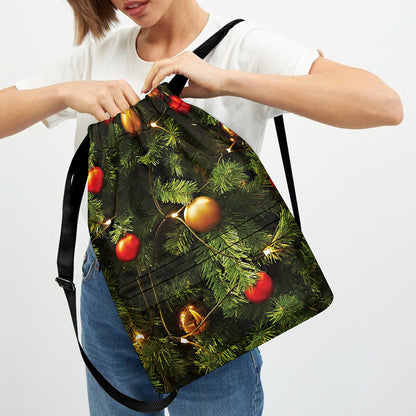Decorated Christmas Tree Print Drawstring Backpack