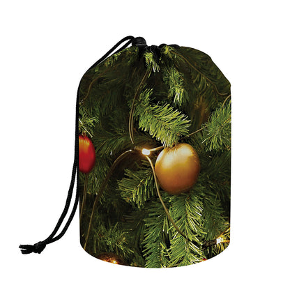 Decorated Christmas Tree Print Drawstring Makeup Bag